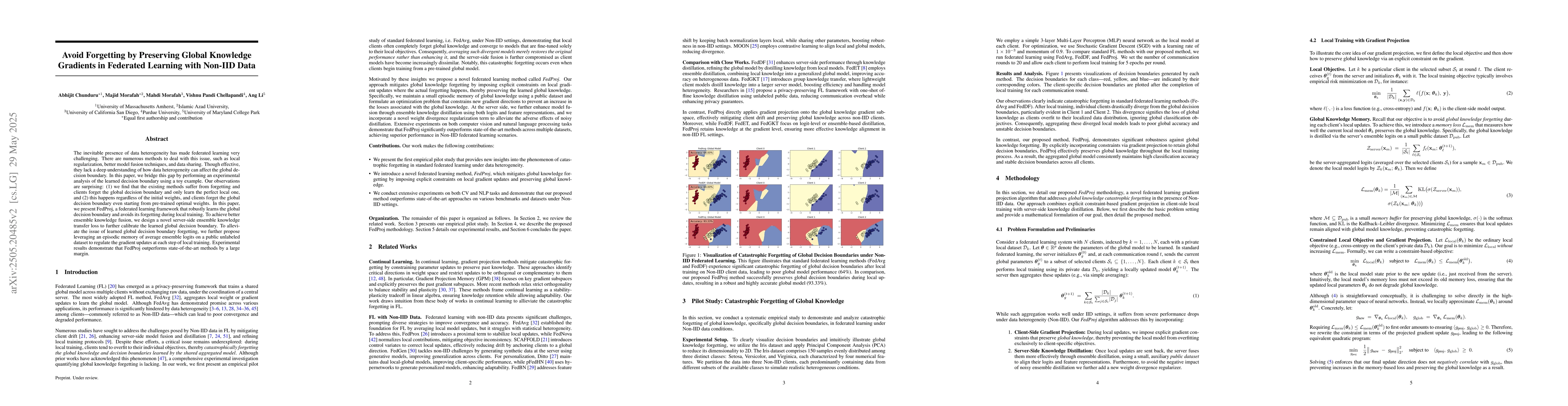 Thumbnail for Avoid Forgetting by Preserving Global Knowledge Gradients in Federated
  Learning with Non-IID Data