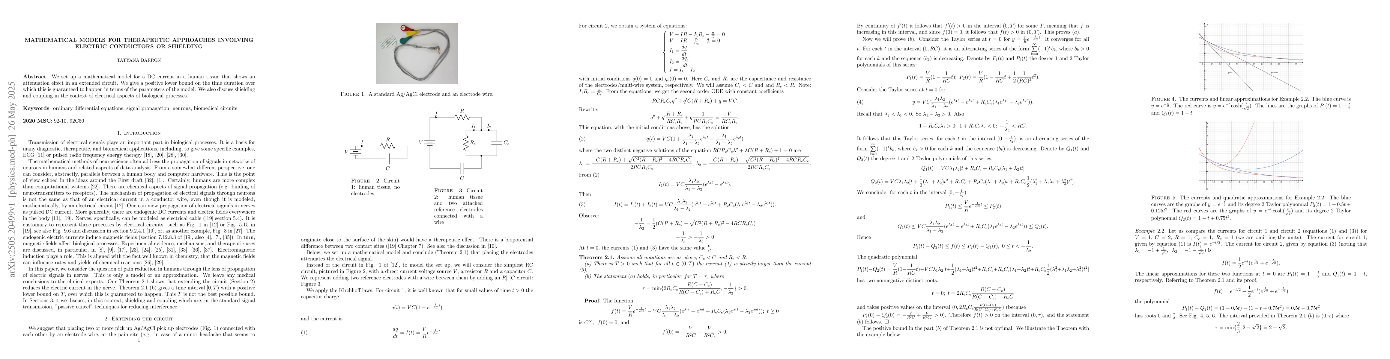 Thumbnail for Mathematical models for therapeutic approaches involving electric
  conductors or shielding