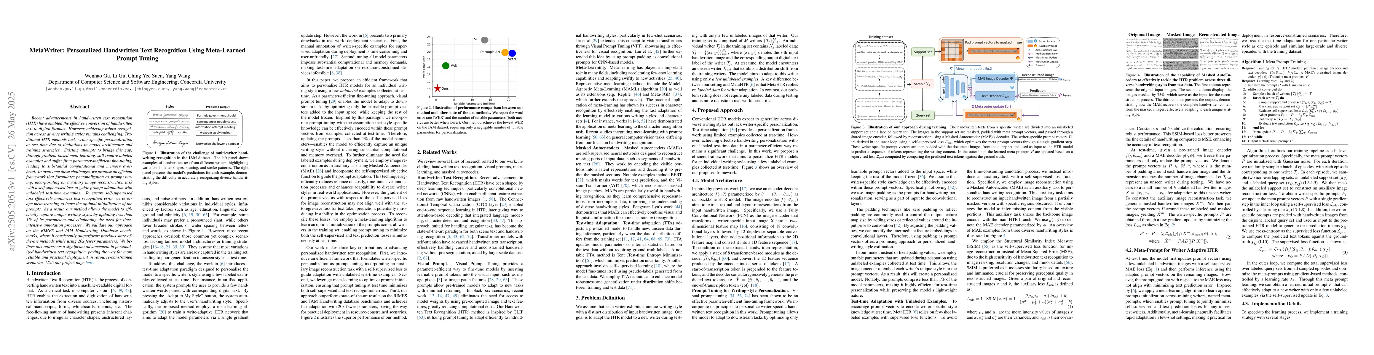 Thumbnail for MetaWriter: Personalized Handwritten Text Recognition Using Meta-Learned
  Prompt Tuning