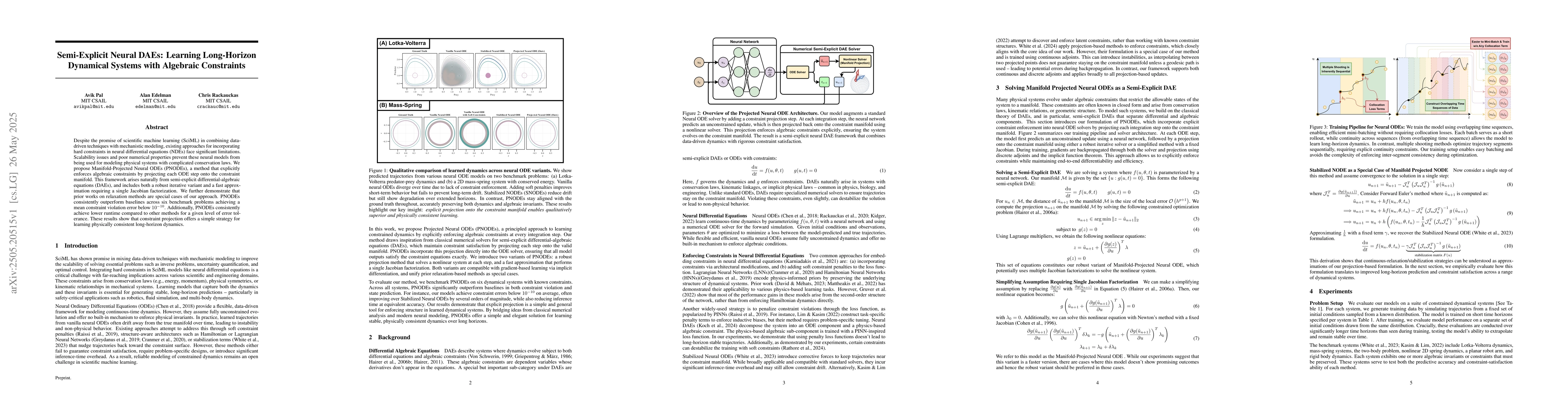 Thumbnail for Semi-Explicit Neural DAEs: Learning Long-Horizon Dynamical Systems with
  Algebraic Constraints
