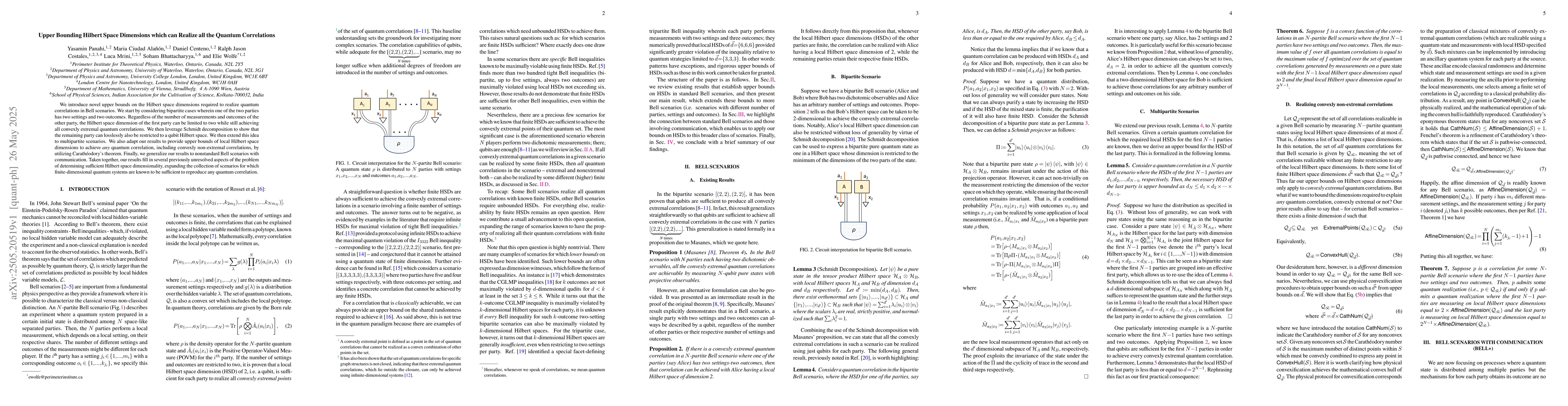 Thumbnail for Upper Bounding Hilbert Space Dimensions which can Realize all the
  Quantum Correlations