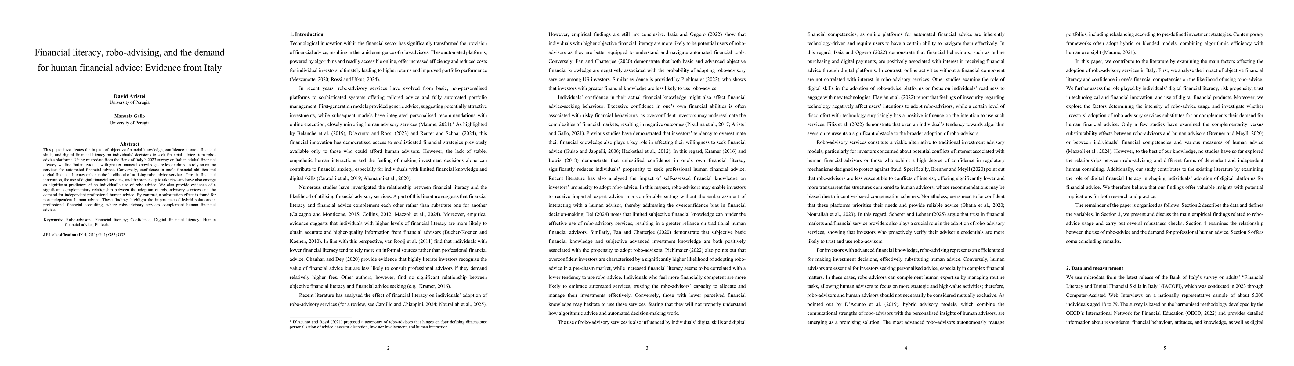 Thumbnail for Financial literacy, robo-advising, and the demand for human financial
  advice: Evidence from Italy