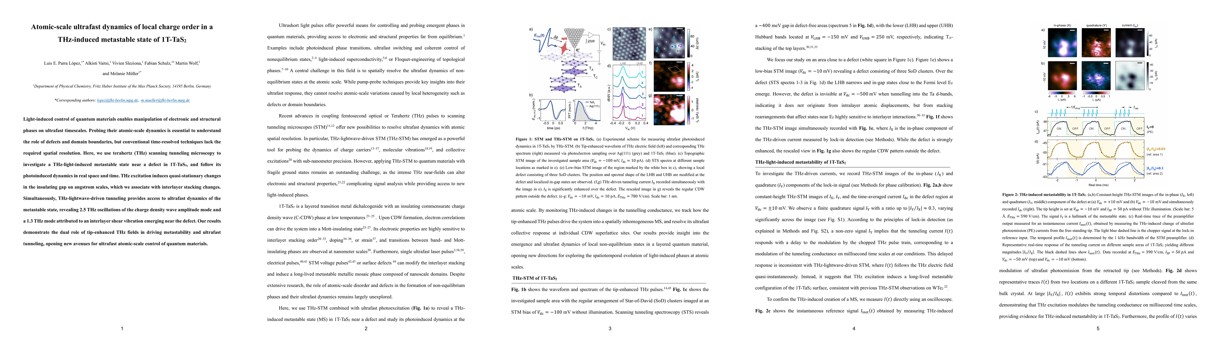 Thumbnail for Atomic-scale ultrafast dynamics of local charge order in a THz-induced
  metastable state of 1T-TaS2