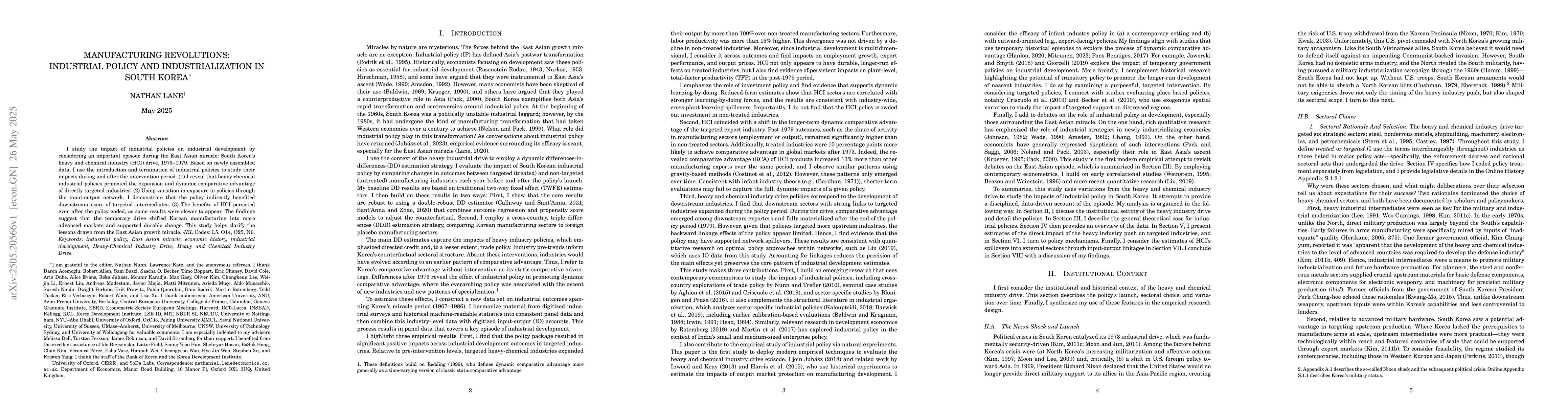 Thumbnail for Manufacturing Revolutions: Industrial Policy and Industrialization in
  South Korea