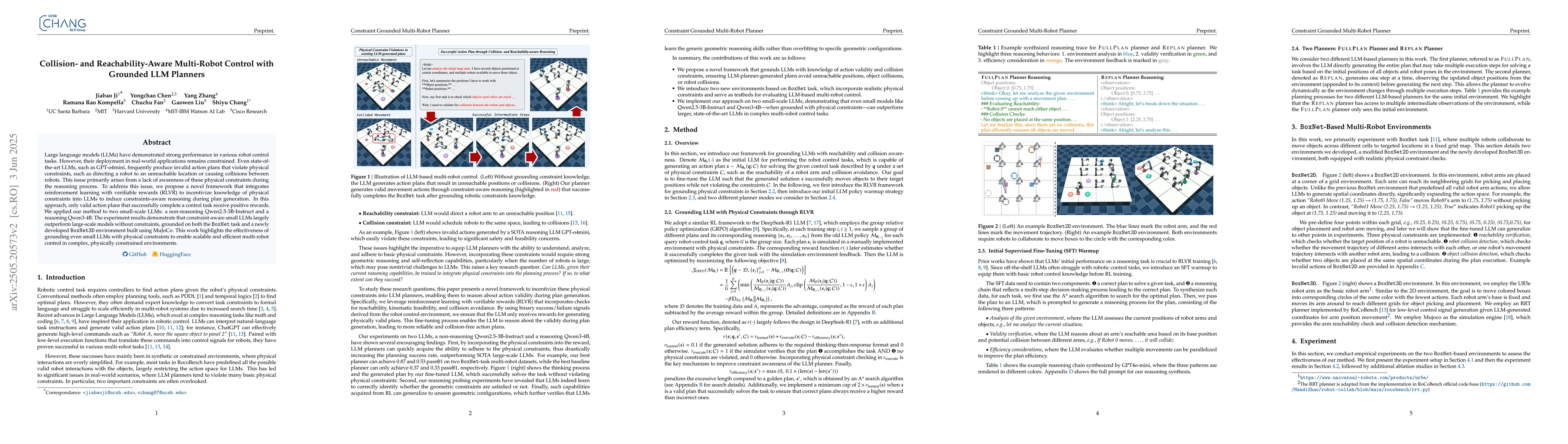 Thumbnail for Collision- and Reachability-Aware Multi-Robot Control with Grounded LLM
  Planners
