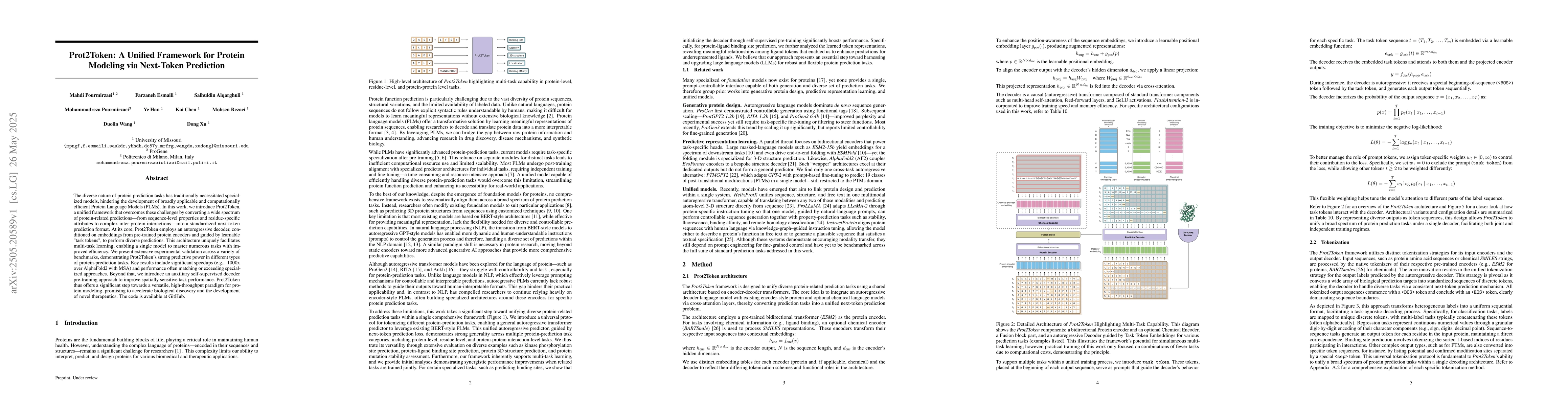 Thumbnail for Prot2Token: A Unified Framework for Protein Modeling via Next-Token
  Prediction