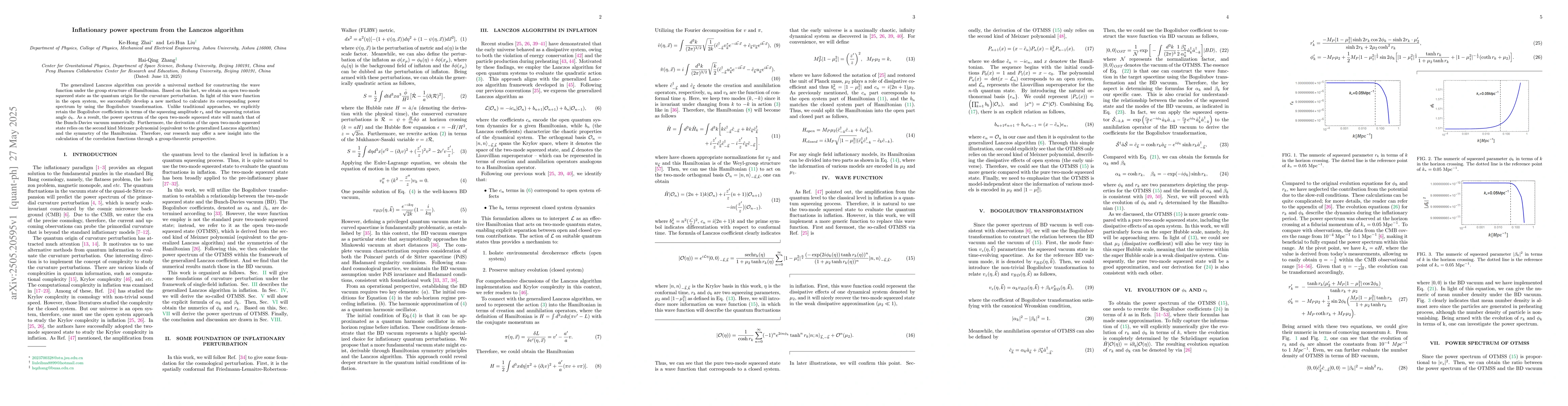 Thumbnail for Inflationary power spectrum from the Lanczos algorithm
