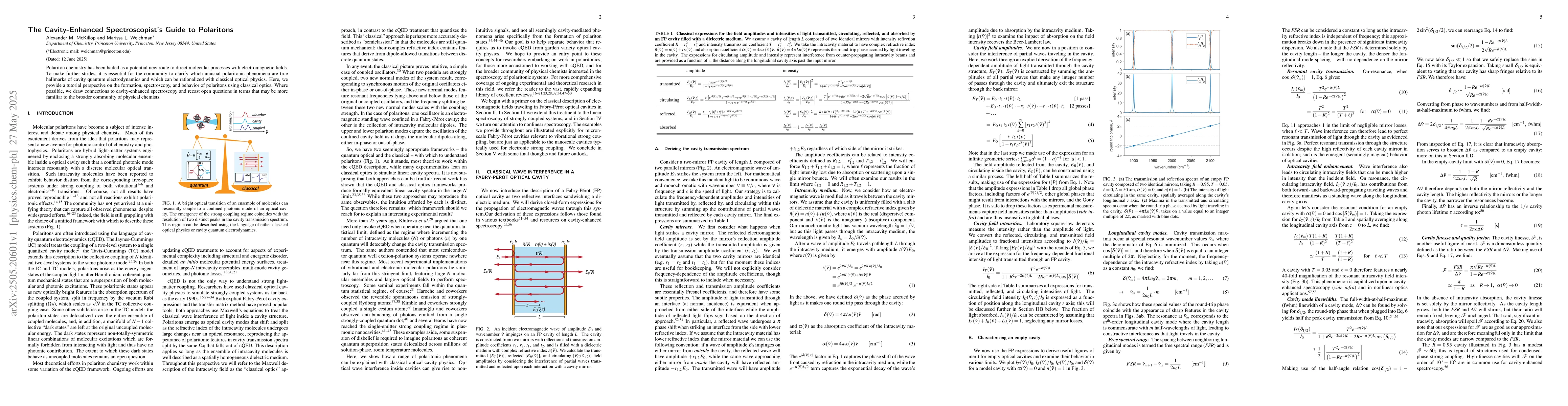 Thumbnail for The Cavity-Enhanced Spectroscopist's Guide to Polaritons