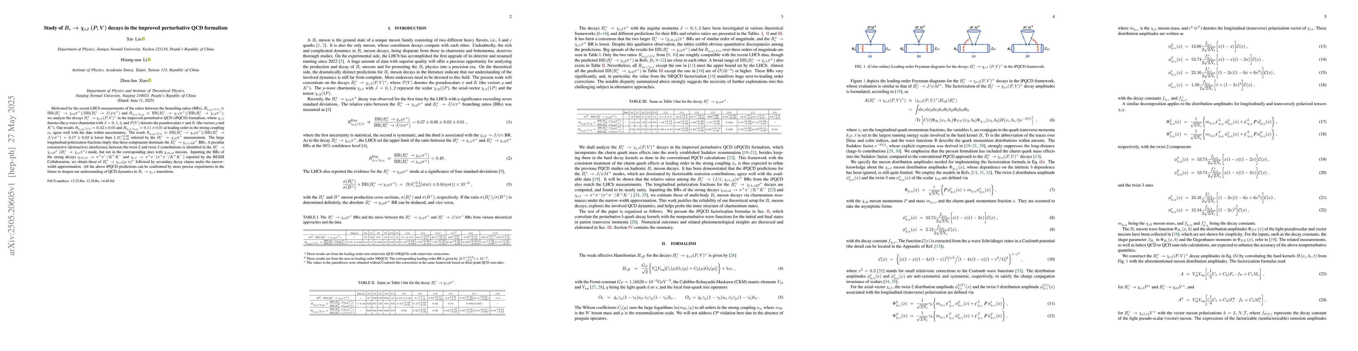 Thumbnail for Study of $B_c \to χ_{cJ}\ (P, V)$ decays in the improved perturbative
  QCD formalism