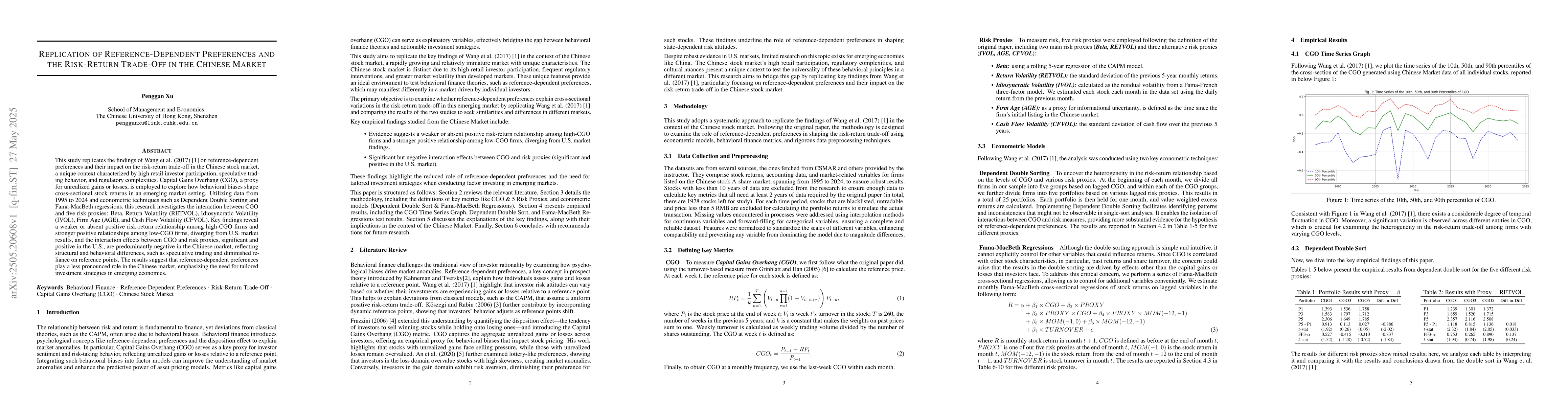 Thumbnail for Replication of Reference-Dependent Preferences and the Risk-Return
  Trade-Off in the Chinese Market