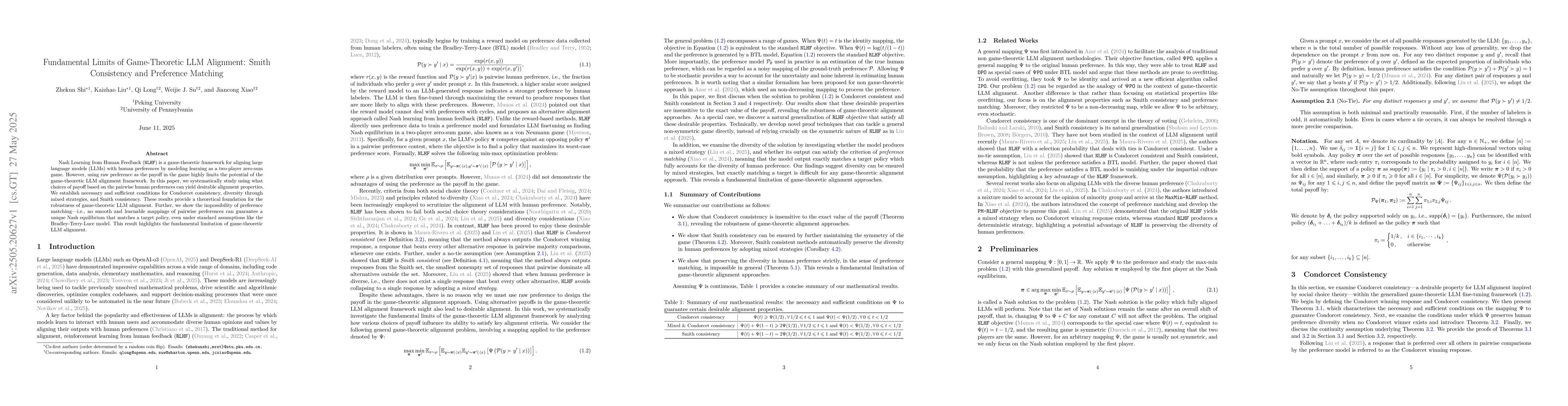 Thumbnail for Fundamental Limits of Game-Theoretic LLM Alignment: Smith Consistency
  and Preference Matching