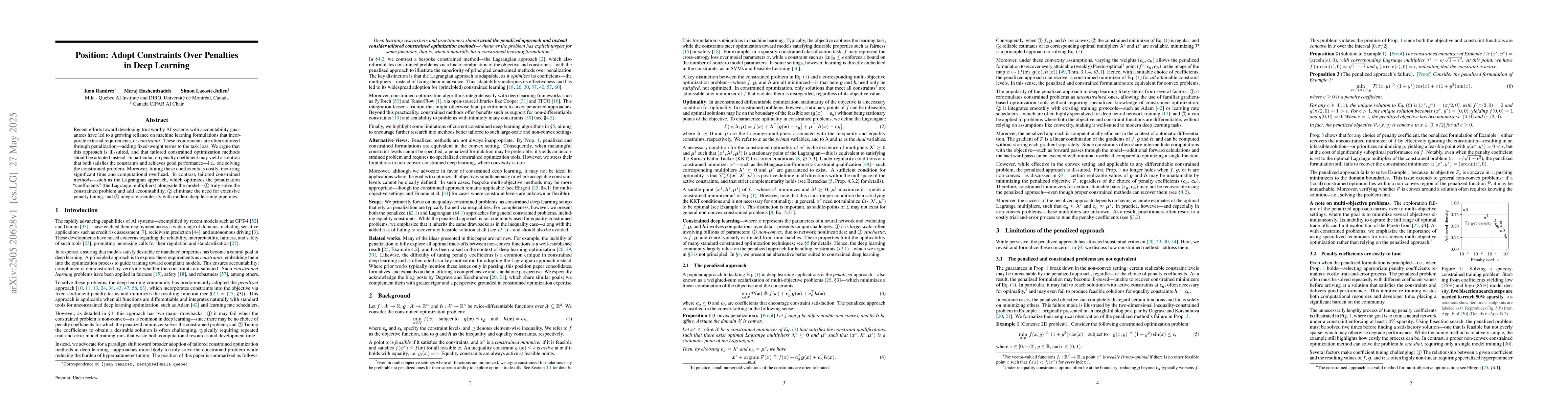 Thumbnail for Position: Adopt Constraints Over Penalties in Deep Learning