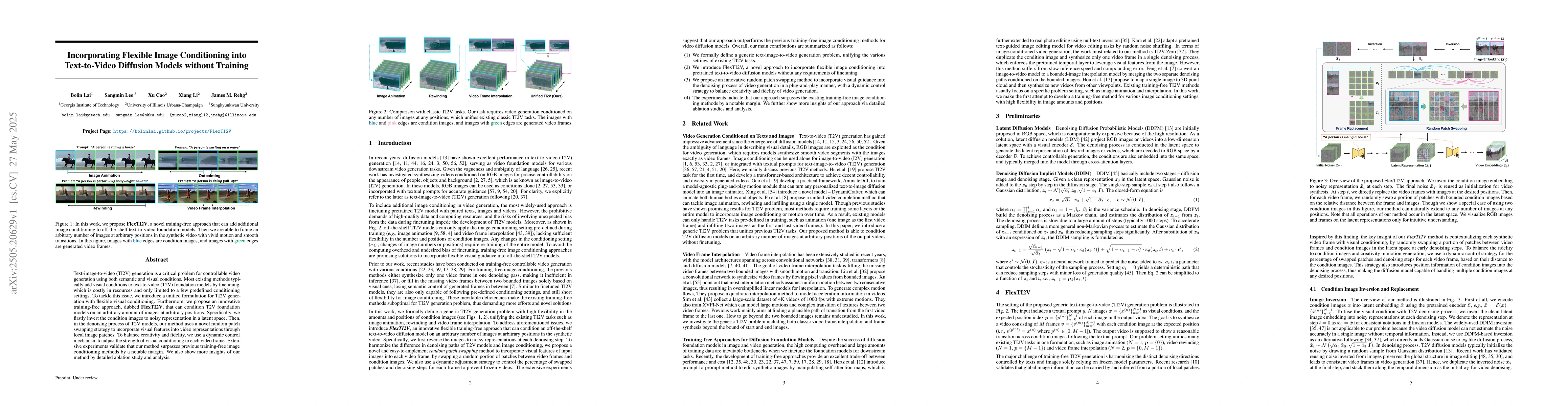 Thumbnail for Incorporating Flexible Image Conditioning into Text-to-Video Diffusion
  Models without Training