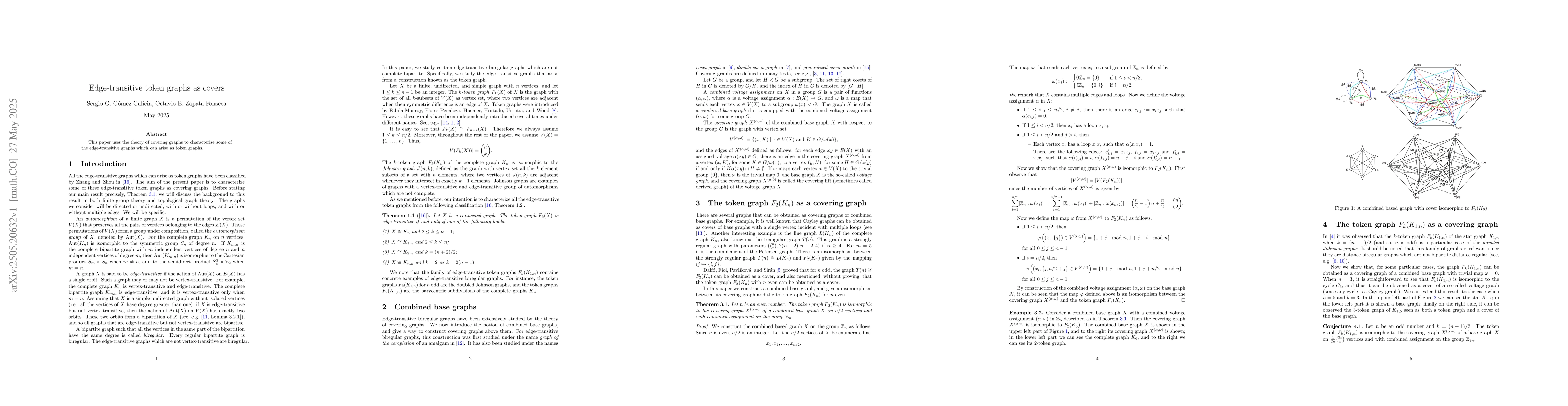 Thumbnail for Edge-transitive token graphs as covers