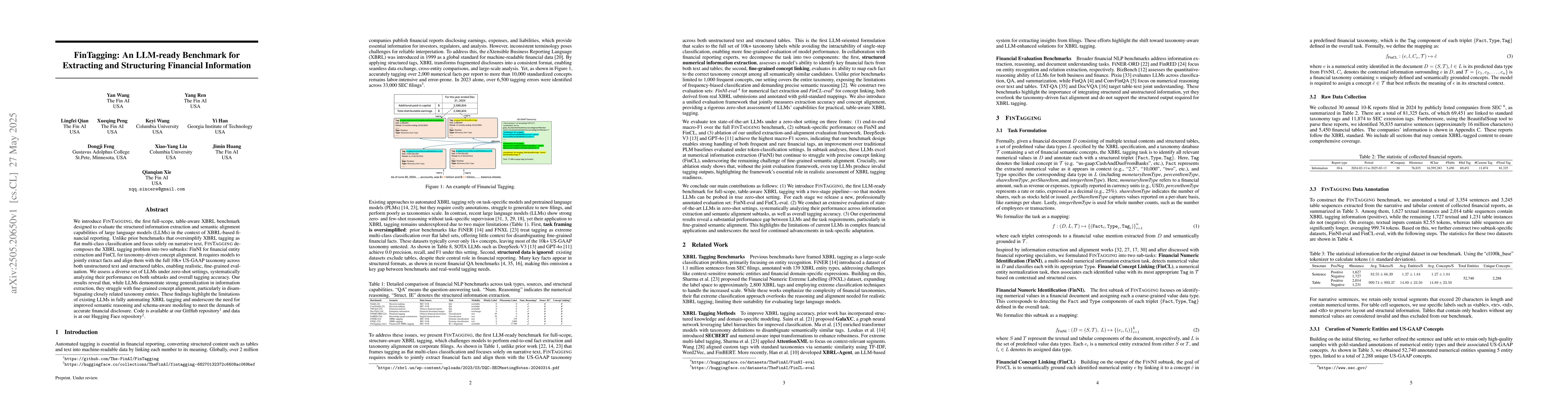 Thumbnail for FinTagging: An LLM-ready Benchmark for Extracting and Structuring
  Financial Information