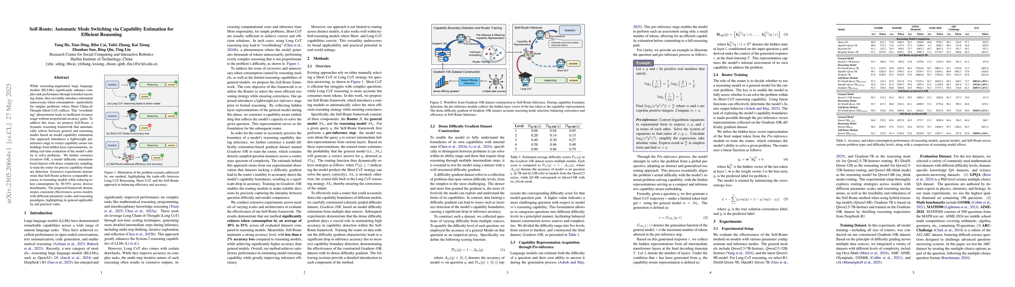Thumbnail for Self-Route: Automatic Mode Switching via Capability Estimation for
  Efficient Reasoning