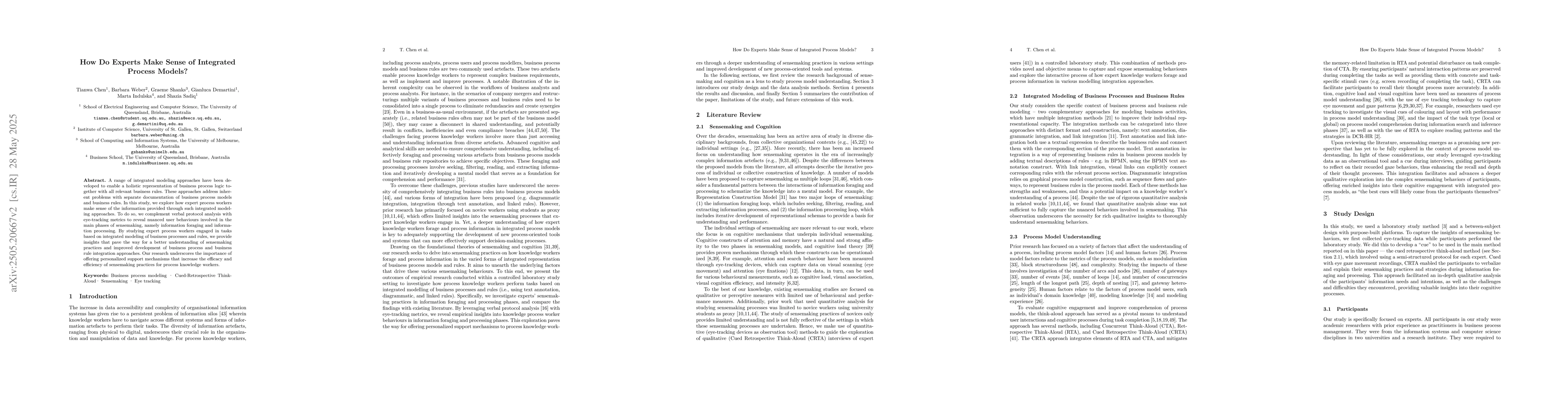 Thumbnail for How Do Experts Make Sense of Integrated Process Models?