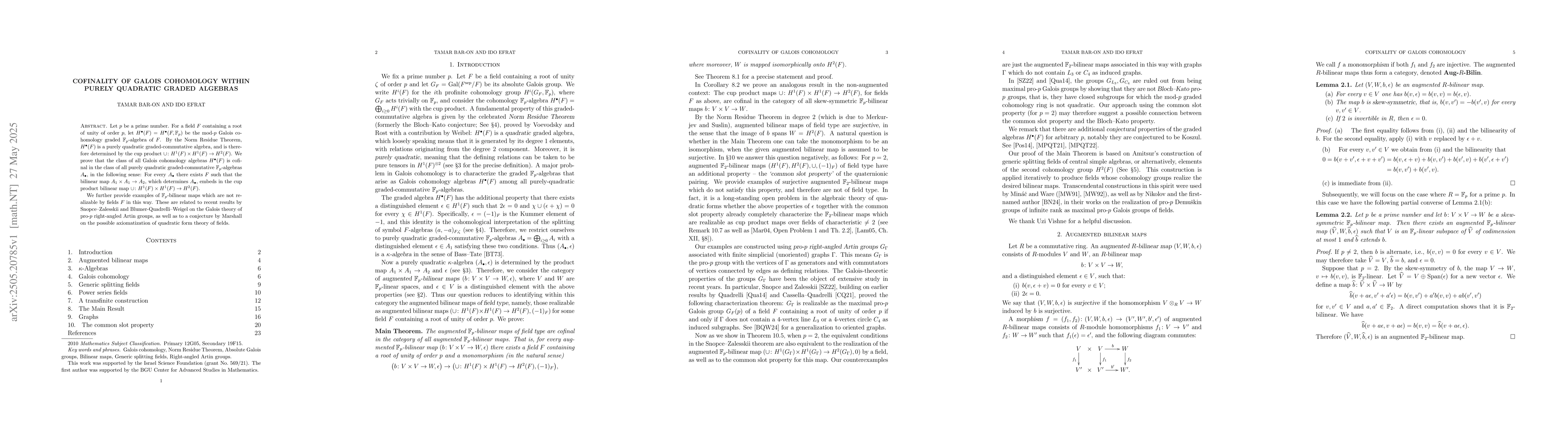 Thumbnail for Cofinality of Galois Cohomology within Purely Quadratic Graded Algebras