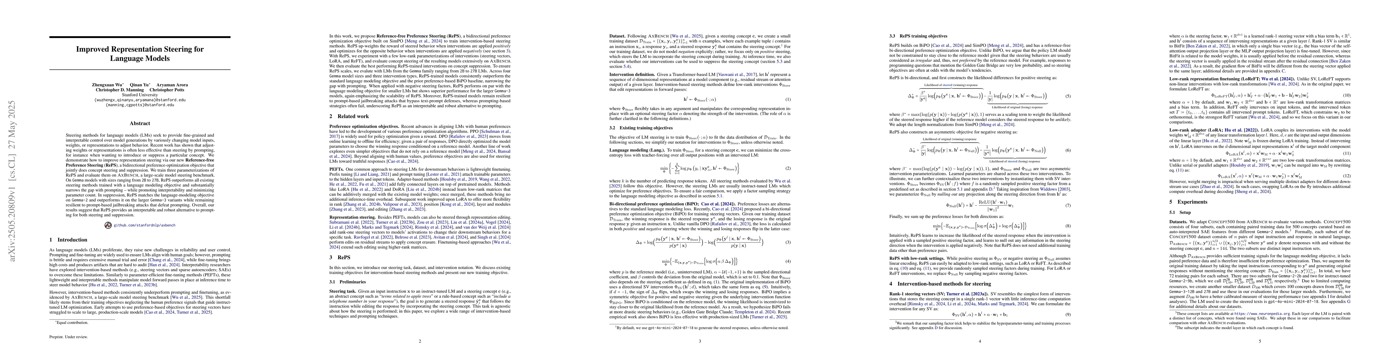 Thumbnail for Improved Representation Steering for Language Models