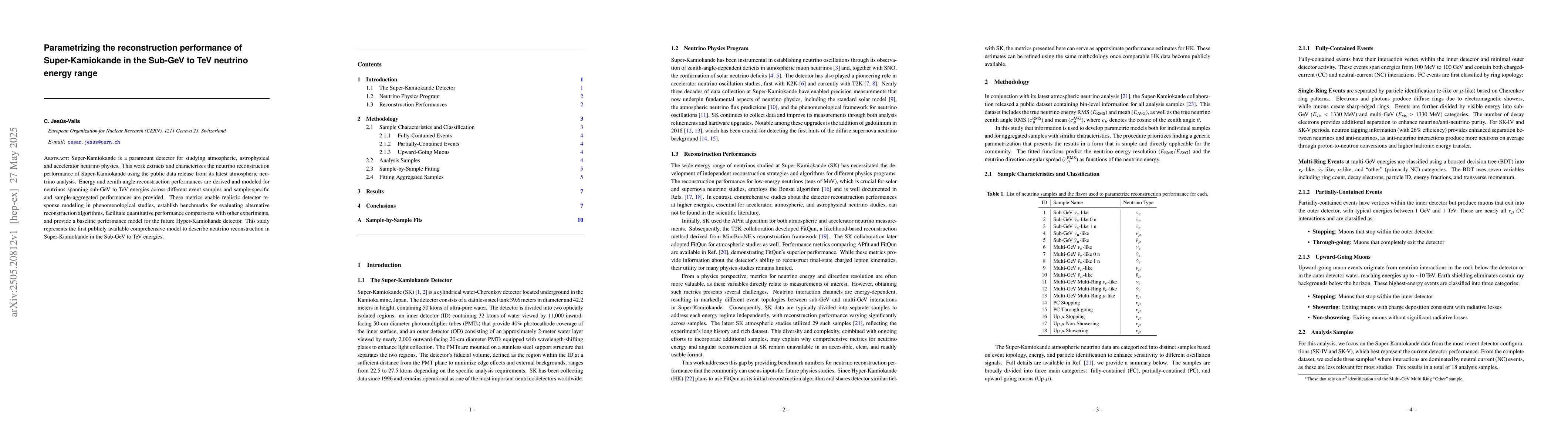 Thumbnail for Parametrizing the reconstruction performance of Super-Kamiokande in the
  Sub-GeV to TeV neutrino energy range