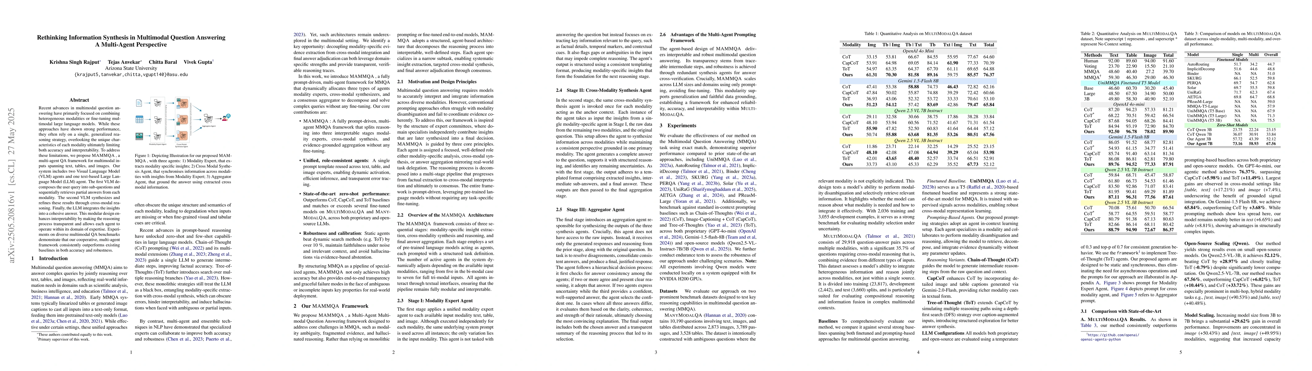 Thumbnail for Rethinking Information Synthesis in Multimodal Question Answering A
  Multi-Agent Perspective