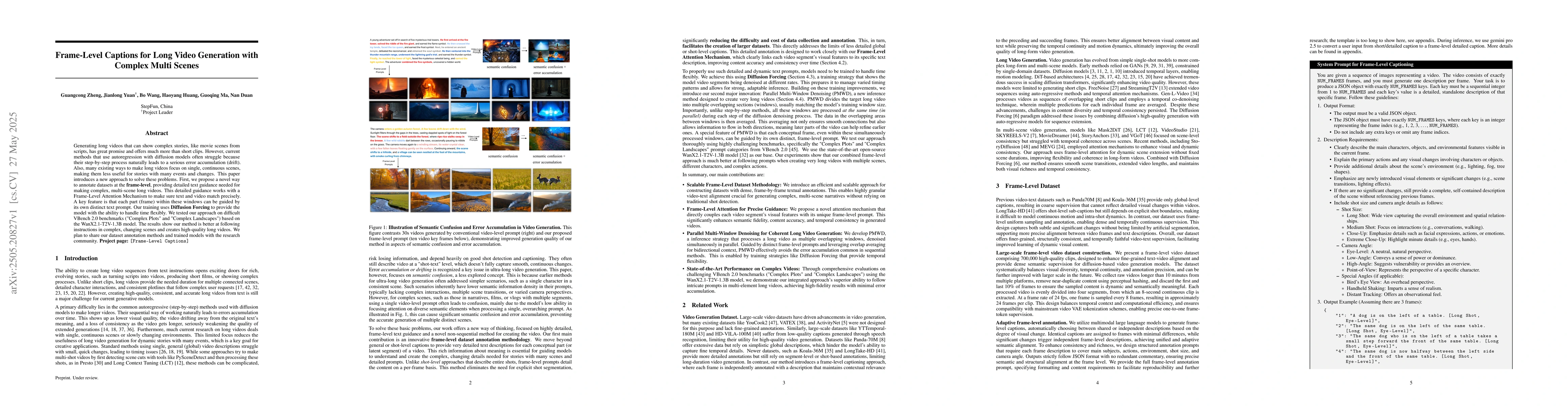 Thumbnail for Frame-Level Captions for Long Video Generation with Complex Multi Scenes