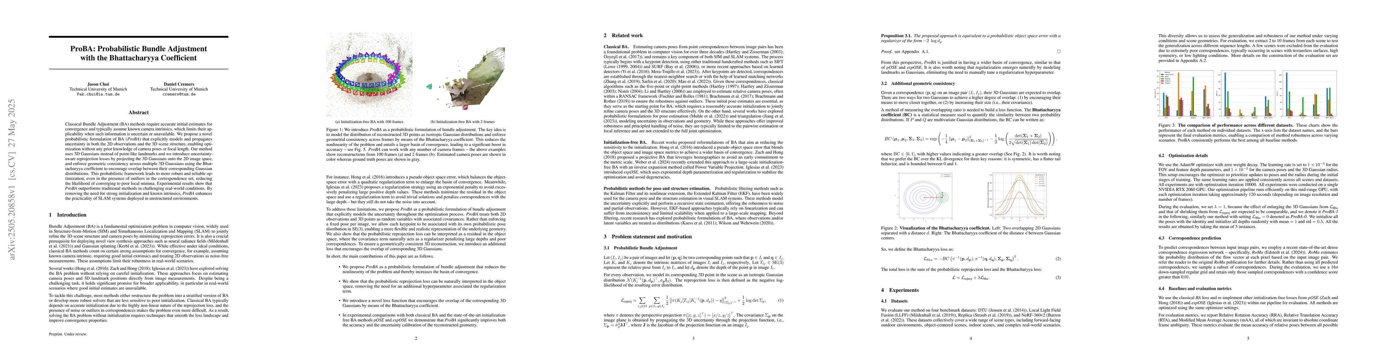 Thumbnail for ProBA: Probabilistic Bundle Adjustment with the Bhattacharyya
  Coefficient