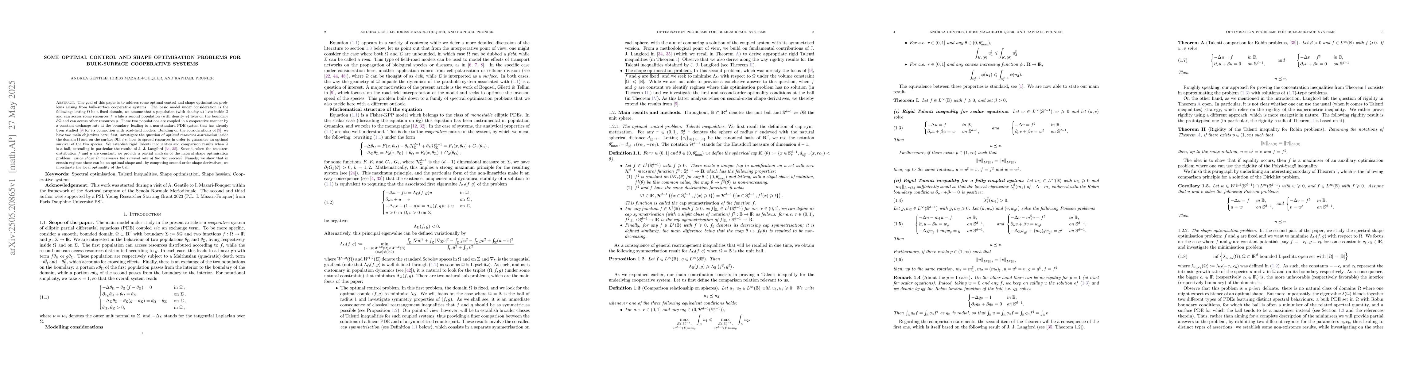 Thumbnail for Some optimal control and shape optimisation problems for bulk-surface
  cooperative systems