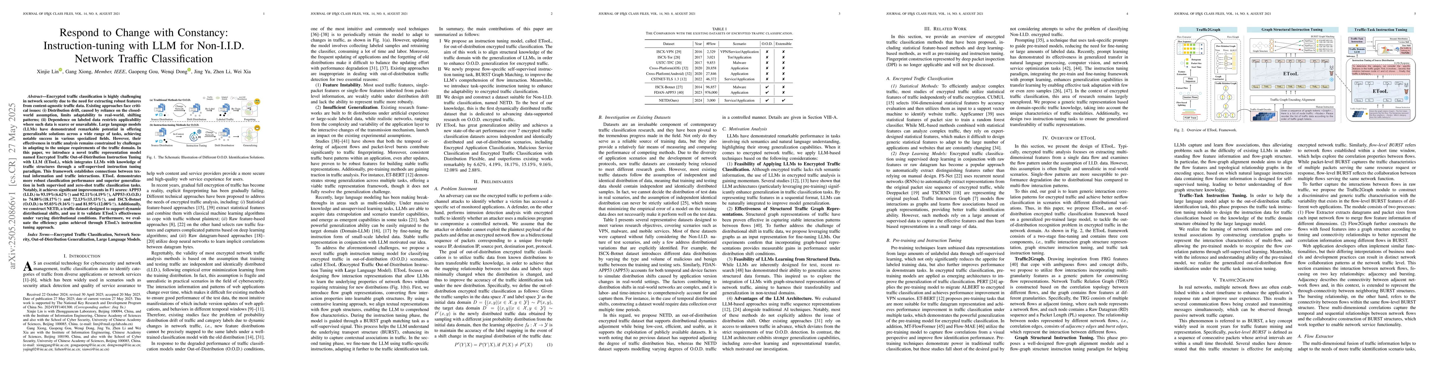 Thumbnail for Respond to Change with Constancy: Instruction-tuning with LLM for
  Non-I.I.D. Network Traffic Classification
