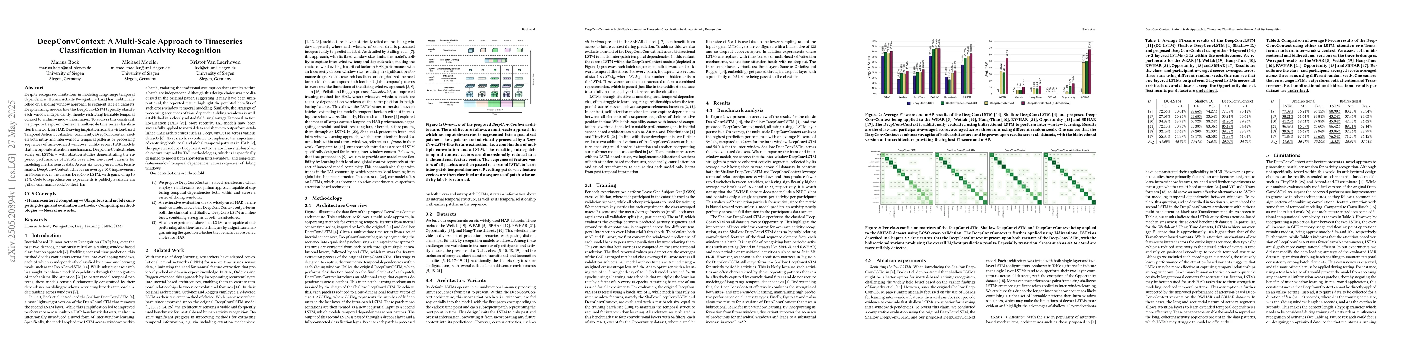 Thumbnail for DeepConvContext: A Multi-Scale Approach to Timeseries Classification in
  Human Activity Recognition