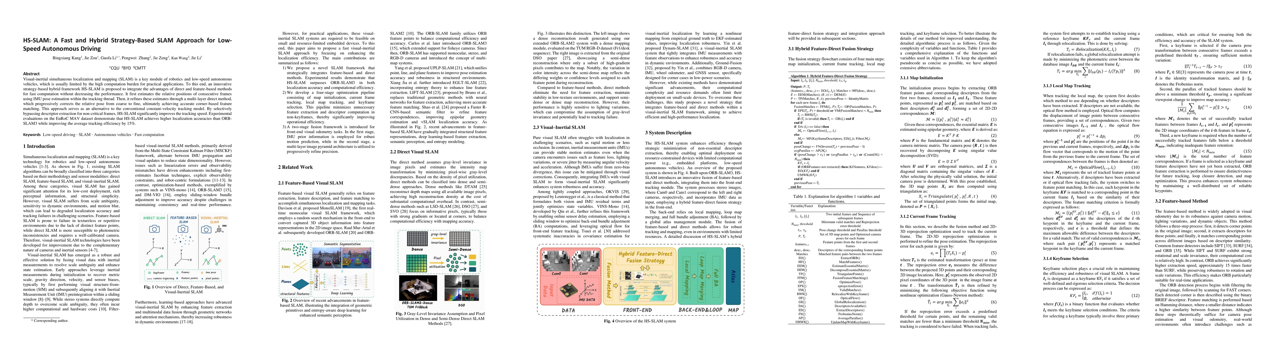 Thumbnail for HS-SLAM: A Fast and Hybrid Strategy-Based SLAM Approach for Low-Speed
  Autonomous Driving
