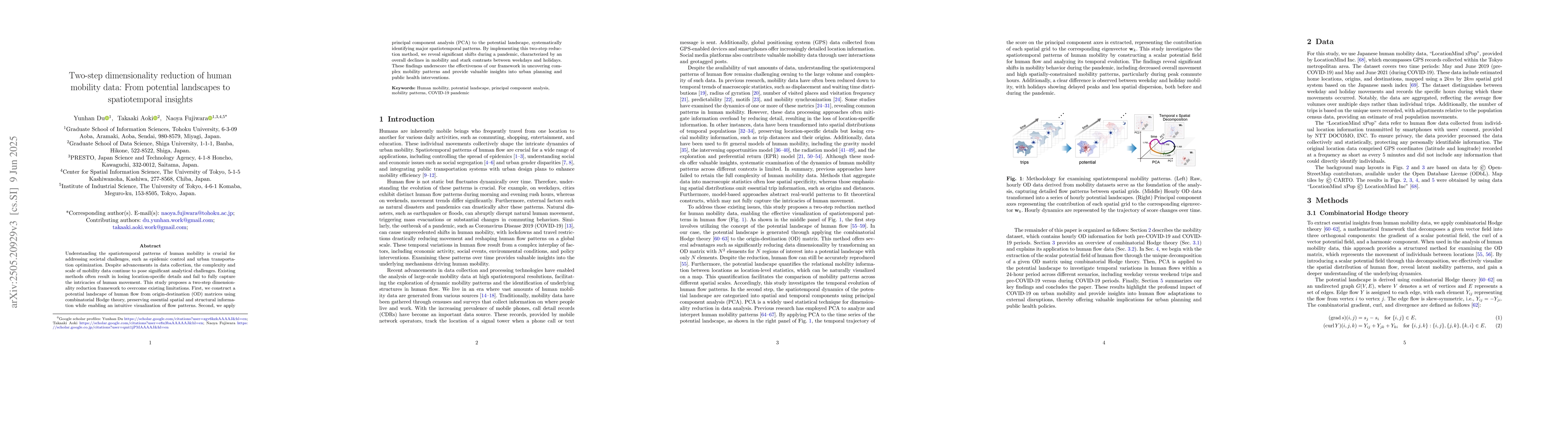 Thumbnail for Two-step dimensionality reduction of human mobility data: From potential
  landscapes to spatiotemporal insights