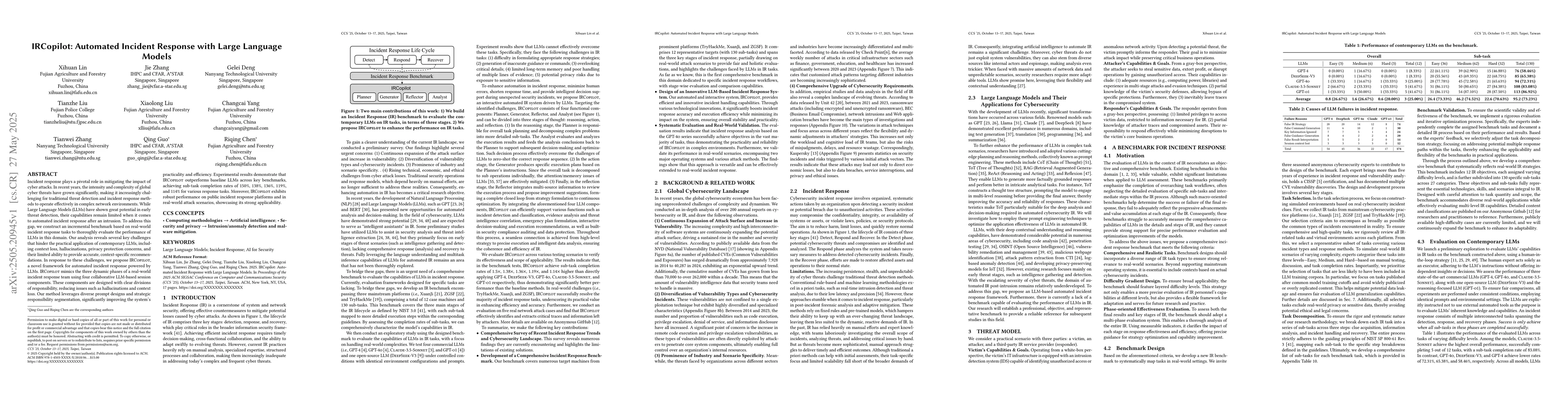 Thumbnail for IRCopilot: Automated Incident Response with Large Language Models