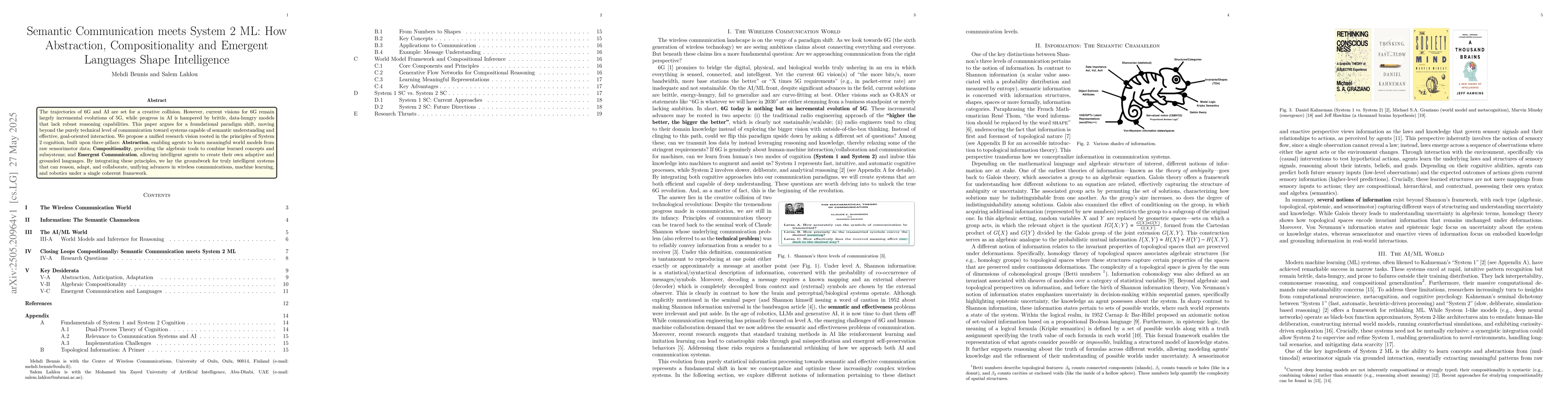Thumbnail for Semantic Communication meets System 2 ML: How Abstraction,
  Compositionality and Emergent Languages Shape Intelligence