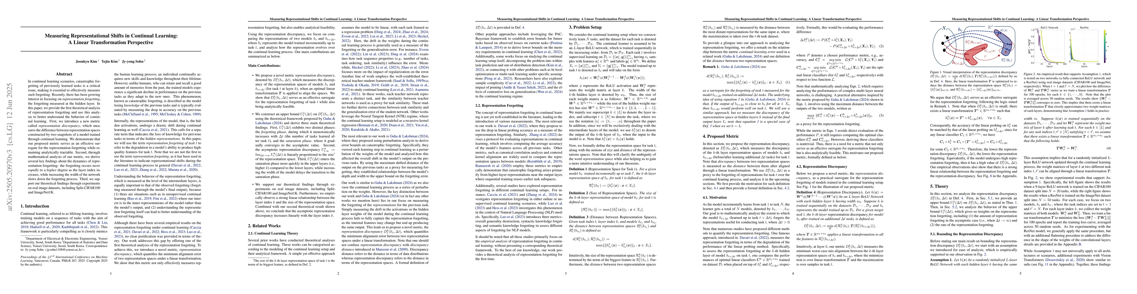 Thumbnail for Understanding the behavior of representation forgetting in continual
  learning