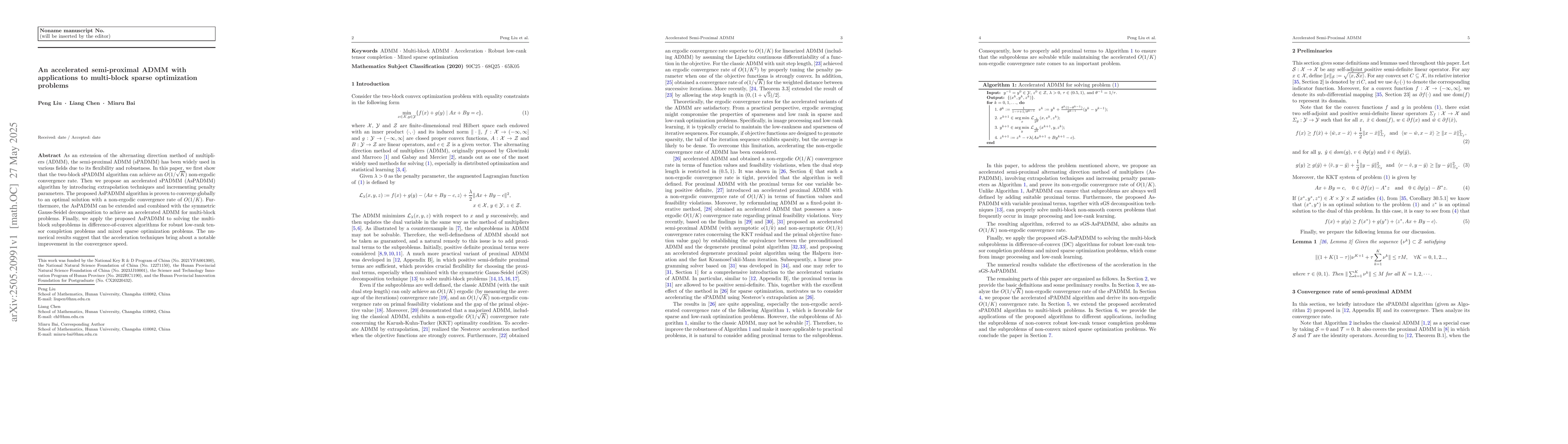 Thumbnail for An accelerated semi-proximal ADMM with applications to multi-block
  sparse optimization problems