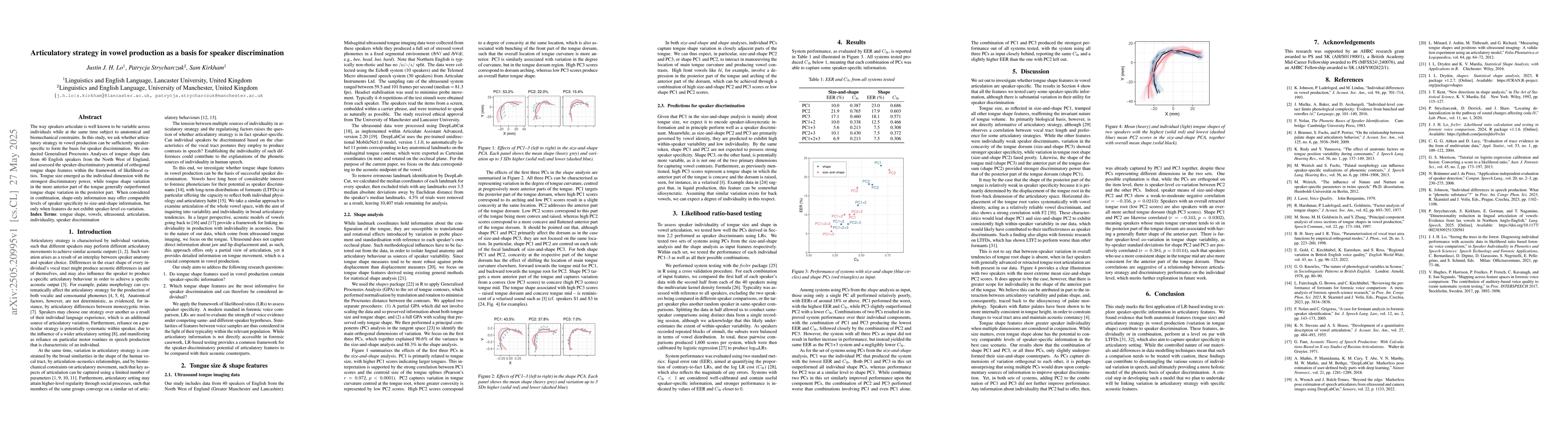 Thumbnail for Articulatory strategy in vowel production as a basis for speaker
  discrimination