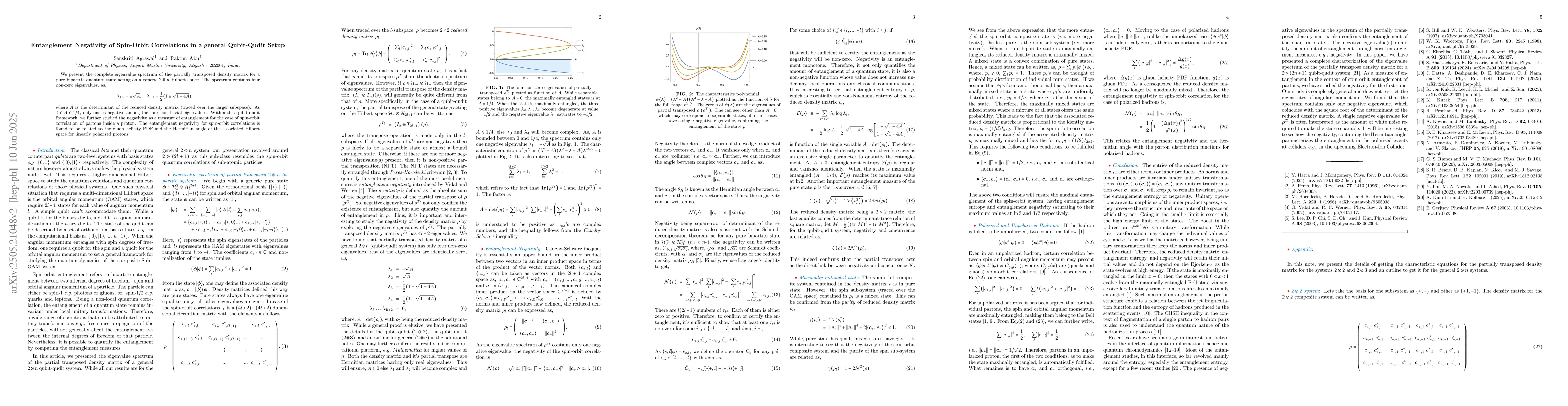 Thumbnail for Entanglement negativity of general $2 \times (2n+1)$ qubit-qudit system