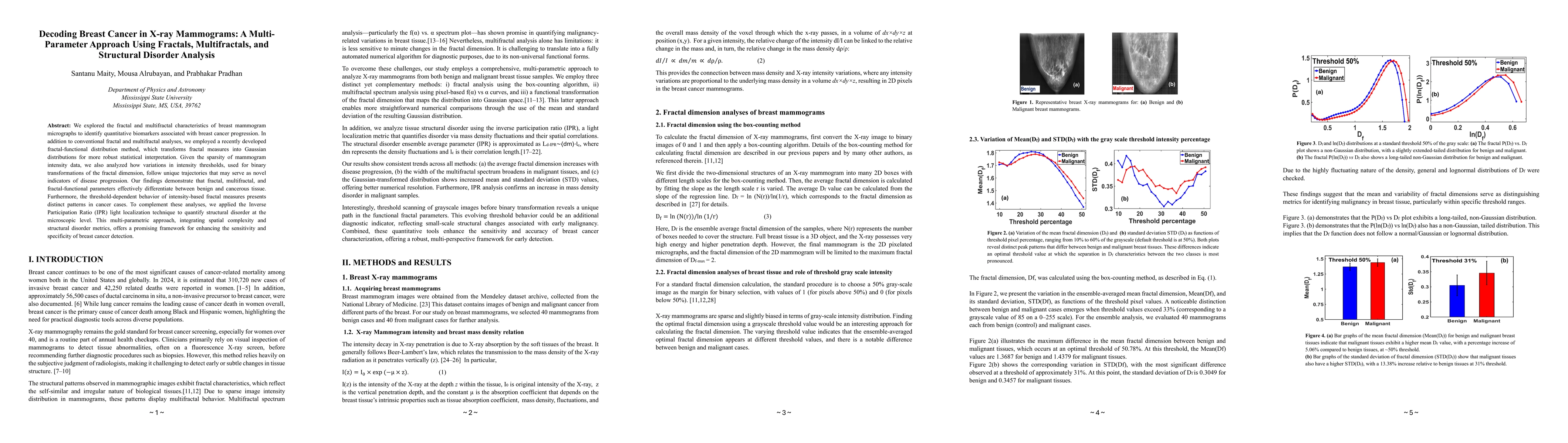 Thumbnail for Decoding Breast Cancer in X-ray Mammograms: A Multi-Parameter Approach
  Using Fractals, Multifractals, and Structural Disorder Analysis