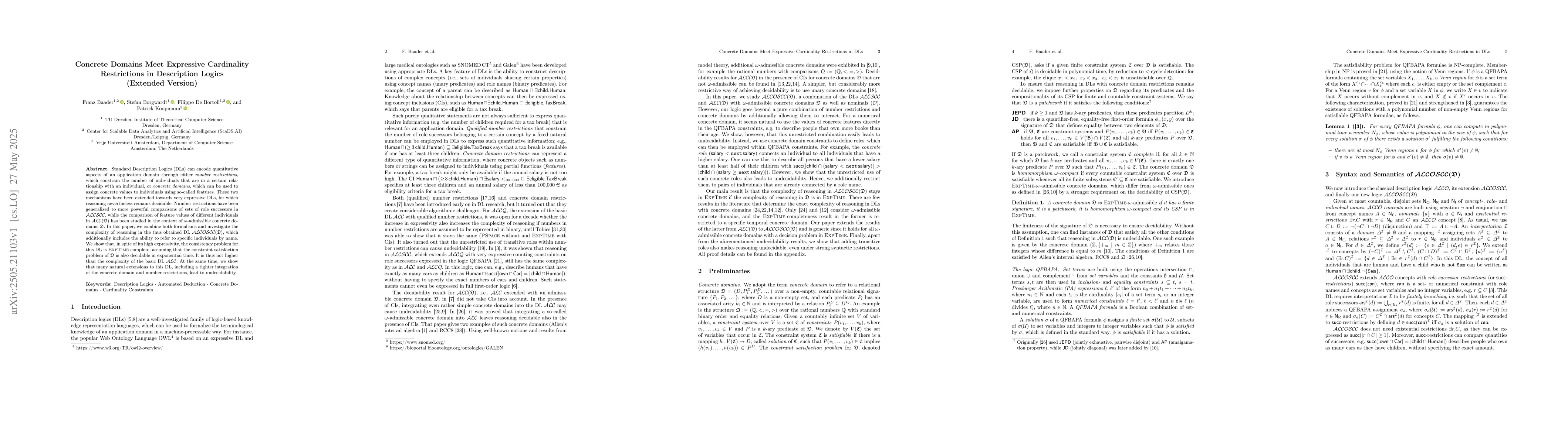 Thumbnail for Concrete Domains Meet Expressive Cardinality Restrictions in Description
  Logics (Extended Version)