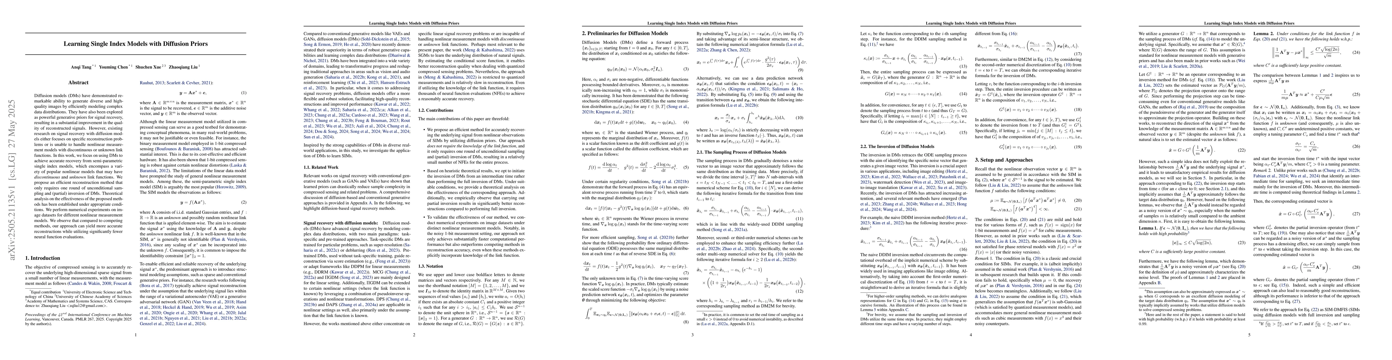 Thumbnail for Learning Single Index Models with Diffusion Priors