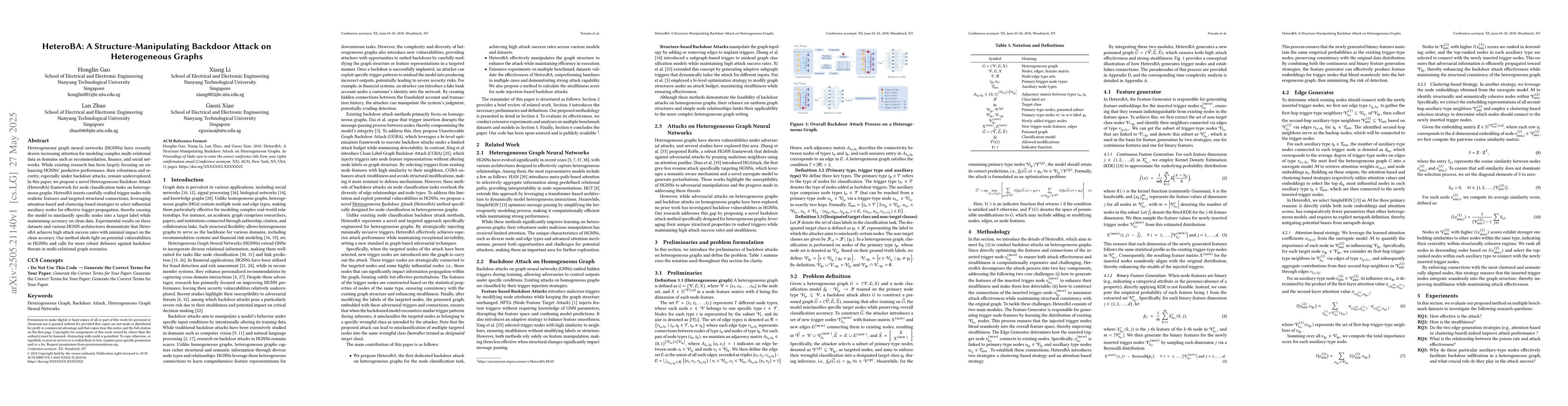 Thumbnail for HeteroBA: A Structure-Manipulating Backdoor Attack on Heterogeneous
  Graphs
