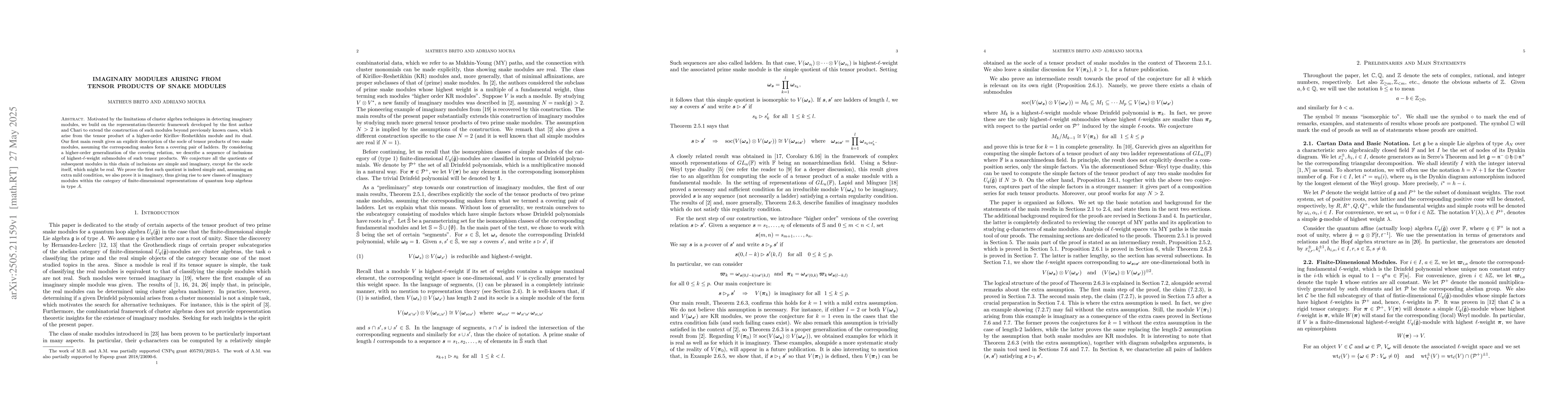 Thumbnail for Imaginary modules arising from tensor products of snake modules