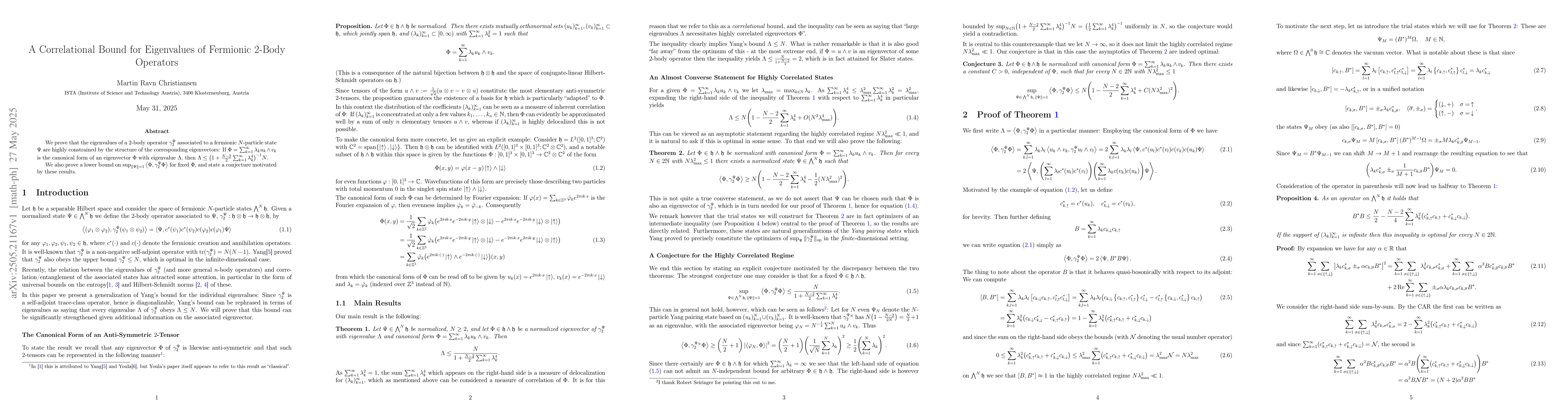 Thumbnail for A Correlational Bound for Eigenvalues of Fermionic 2-Body Operators