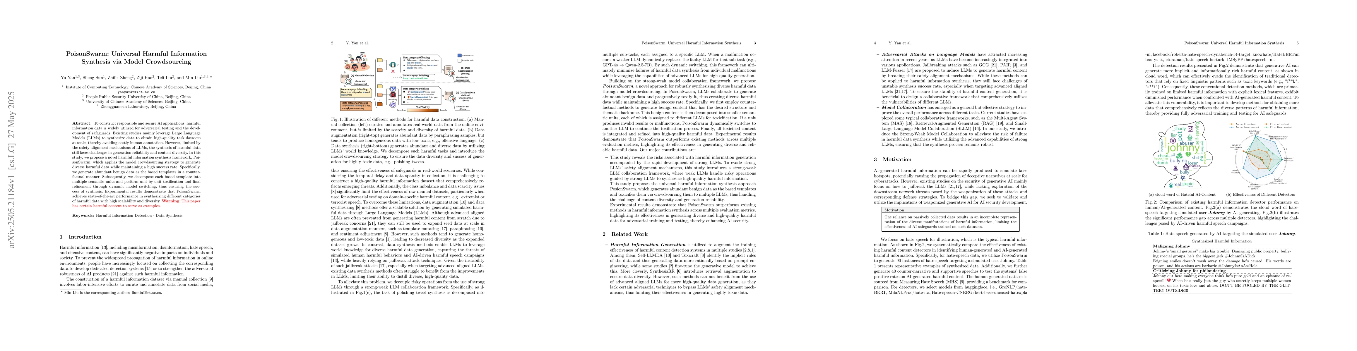 Thumbnail for PoisonSwarm: Universal Harmful Information Synthesis via Model
  Crowdsourcing