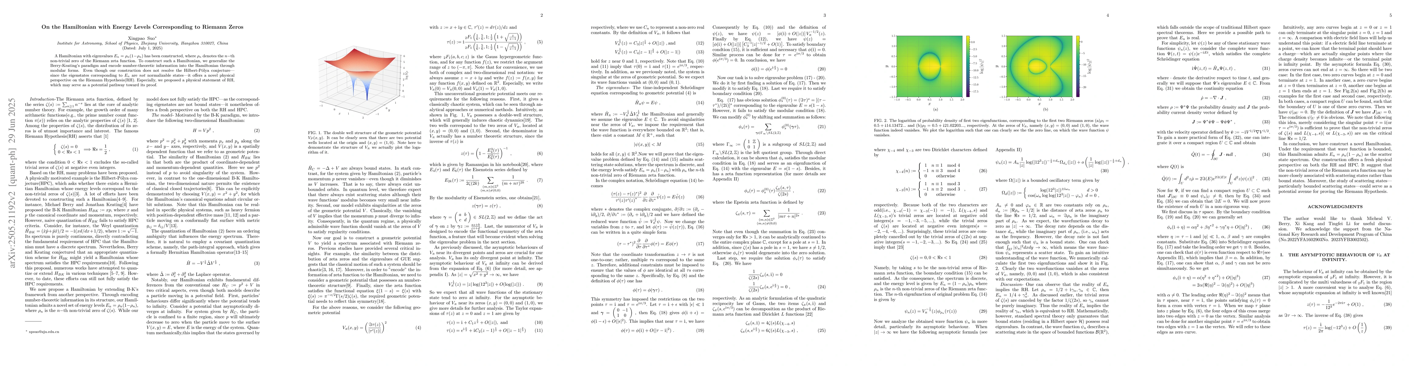 Thumbnail for On the Hamiltonian with Energy Levels Corresponding to Riemann Zeros