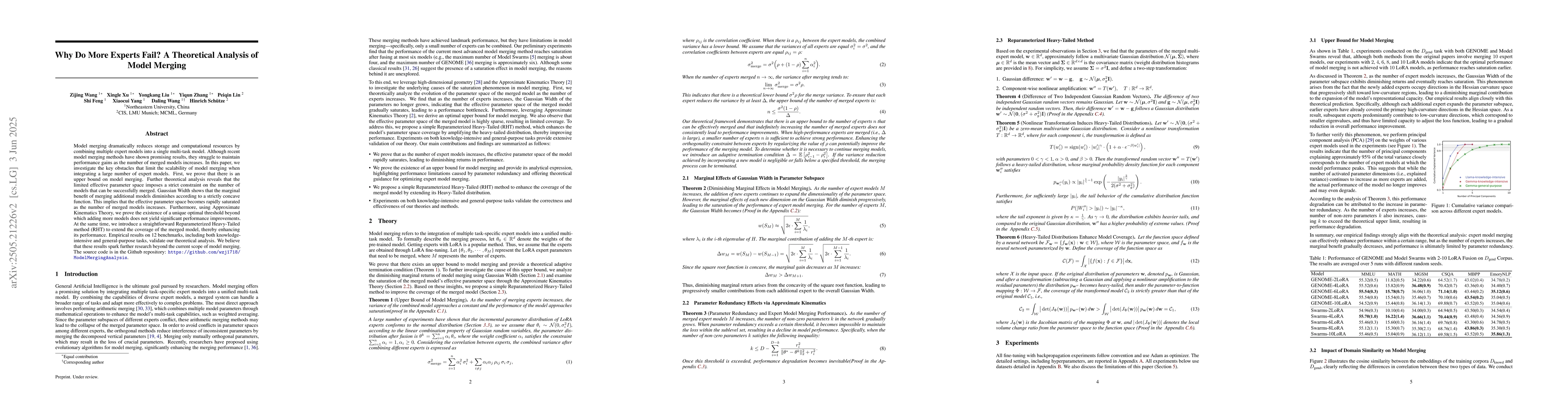 Thumbnail for Why Do More Experts Fail? A Theoretical Analysis of Model Merging