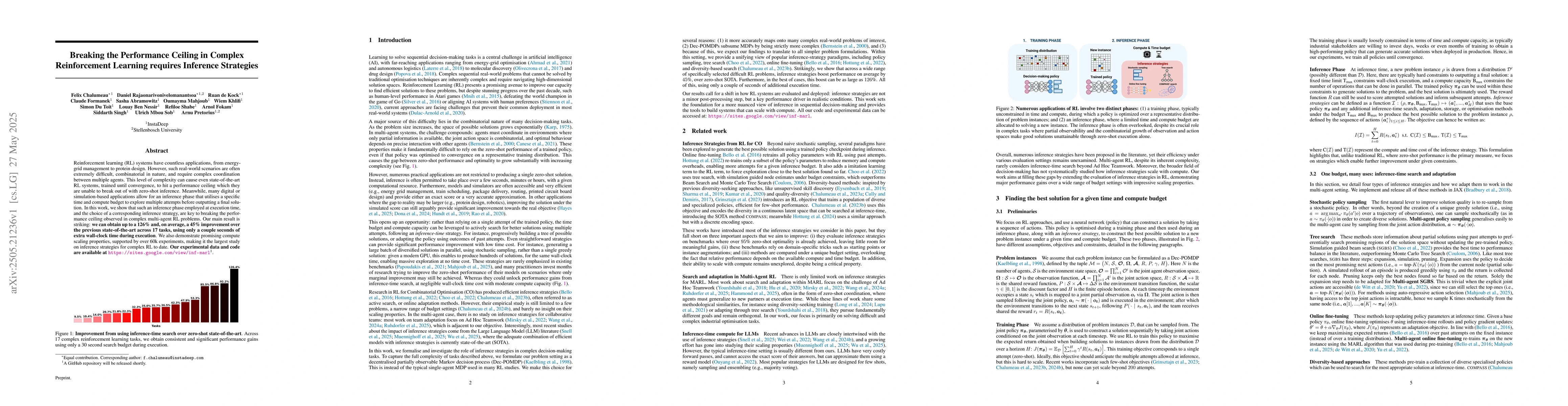 Thumbnail for Breaking the Performance Ceiling in Complex Reinforcement Learning
  requires Inference Strategies