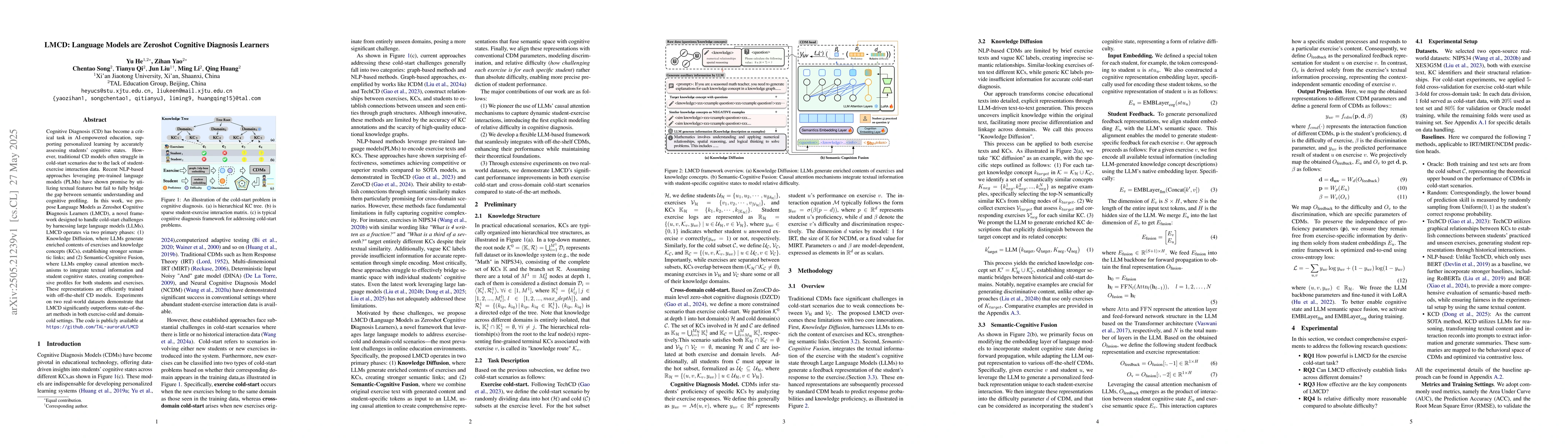 Thumbnail for LMCD: Language Models are Zeroshot Cognitive Diagnosis Learners