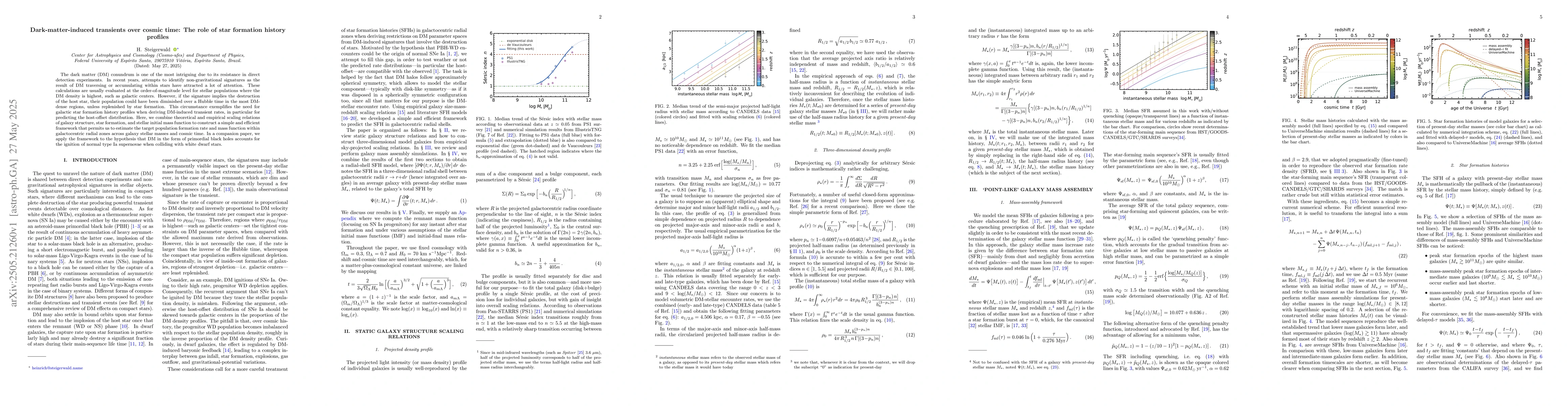 Thumbnail for Dark-matter-induced transients over cosmic time: The role of star
  formation history profiles